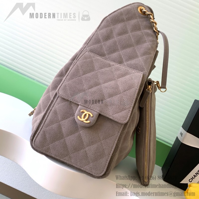 Chanel 25K Drawstring Bucket Bag AS5311 Brown Blue Green Suede