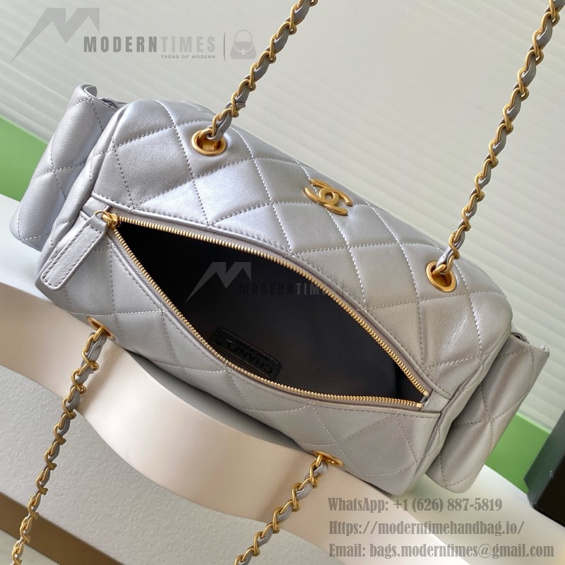 Chanel 25K Bowling Bag AS5791 in Black, Red, Beige, and Silver