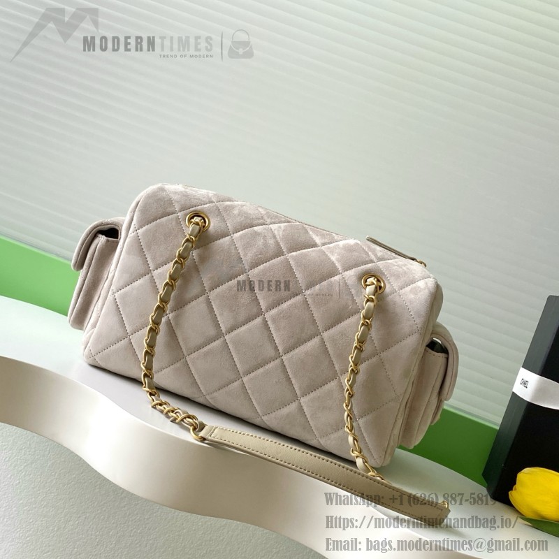 Chanel 25K Bowling Bag AS5791 in Black, Red, Beige, and Silver