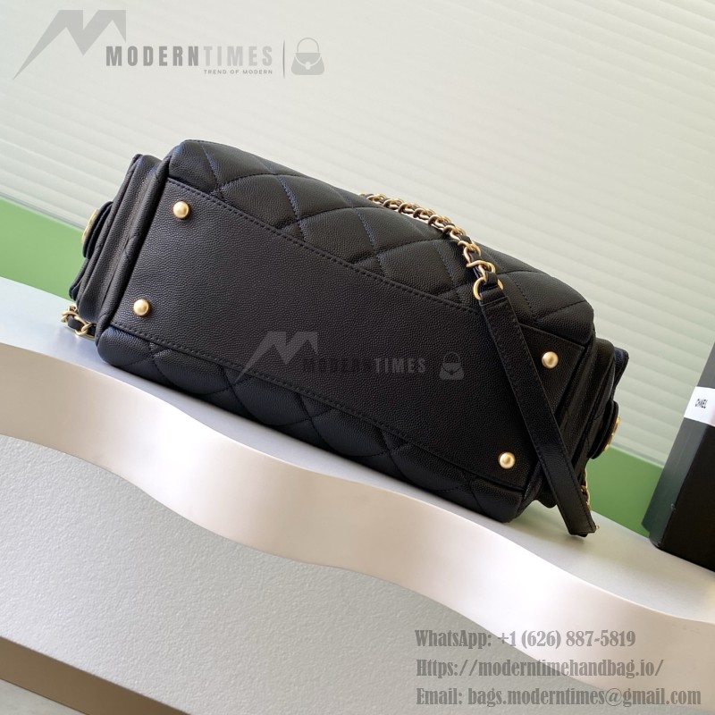 Chanel 25K Bowling Bag AS5791 in Black, Red, Beige, and Silver