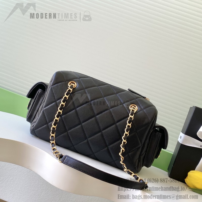 Chanel 25K Bowling Bag AS5791 in Black, Red, Beige, and Silver