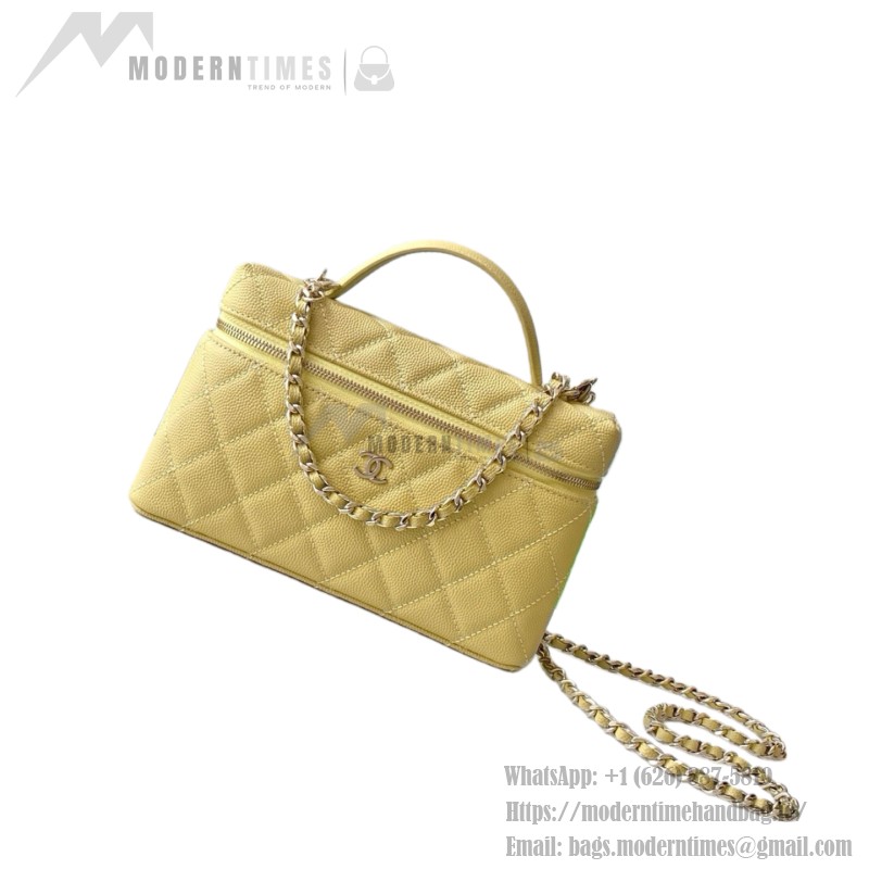 Chanel 25BLP Handle Box Bag Caviar Calfskin Black Gold Hardware