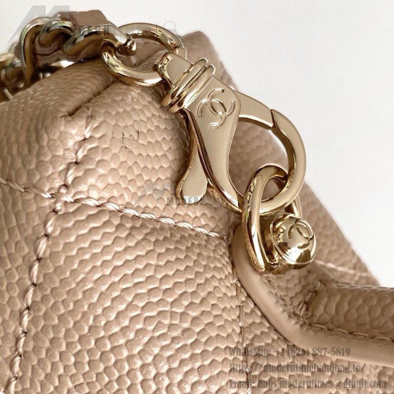 Chanel 25BLP Handle Box Bag Caviar Calfskin Black Gold Hardware