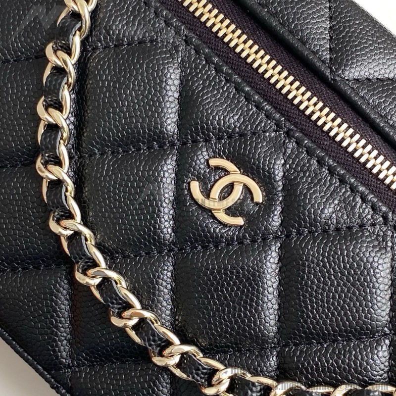 Chanel 25BLP Handle Box Bag Caviar Calfskin Black Gold Hardware