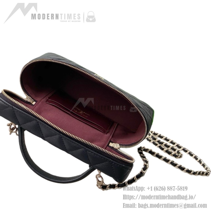 Chanel 25BLP Handle Box Bag Caviar Calfskin Black Gold Hardware