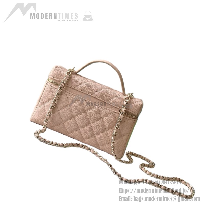 Chanel 25BLP Handle Box Bag Caviar Calfskin Black Gold Hardware