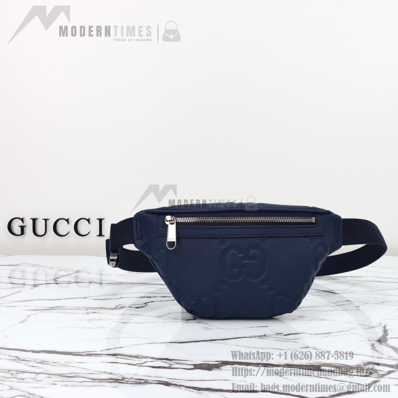 Gucci 658582 Blue Leather Embossed Large G Shoulder Bag