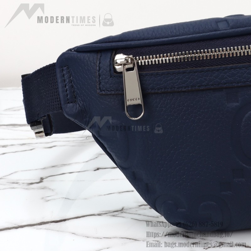Gucci 658582 Blue Leather Embossed Large G Shoulder Bag