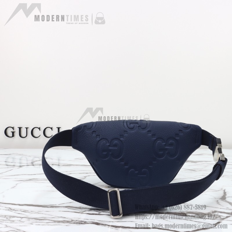 Gucci 658582 Blue Leather Embossed Large G Shoulder Bag