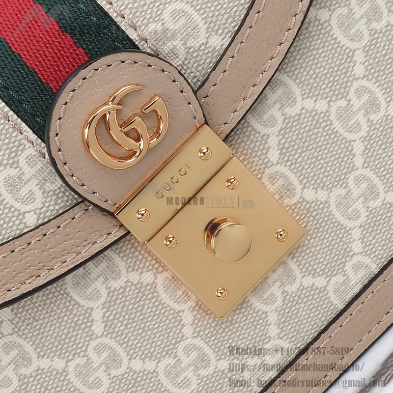 Gucci 696180 Apricot-Brown & Oat Beige Leather Shoulder Bag