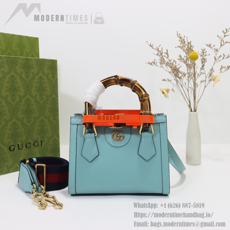 GUCCI 702732 Sky Blue Leather Handbag with Original Dust Bag