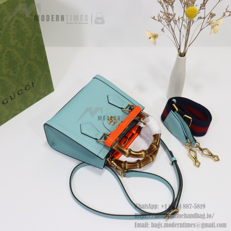 GUCCI 702732 Sky Blue Leather Handbag with Original Dust Bag