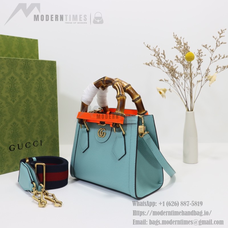 GUCCI 702732 Sky Blue Leather Handbag with Original Dust Bag