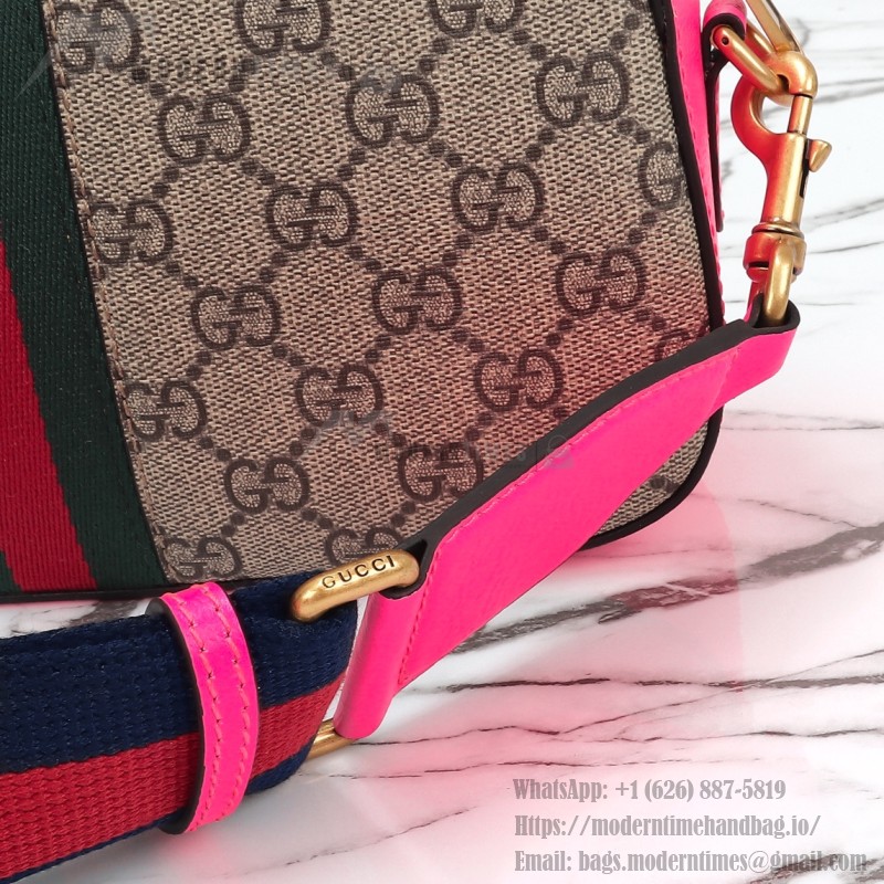 Gucci GG Leather Shoulder Bag 752591 Fluorescent Pink-Purple