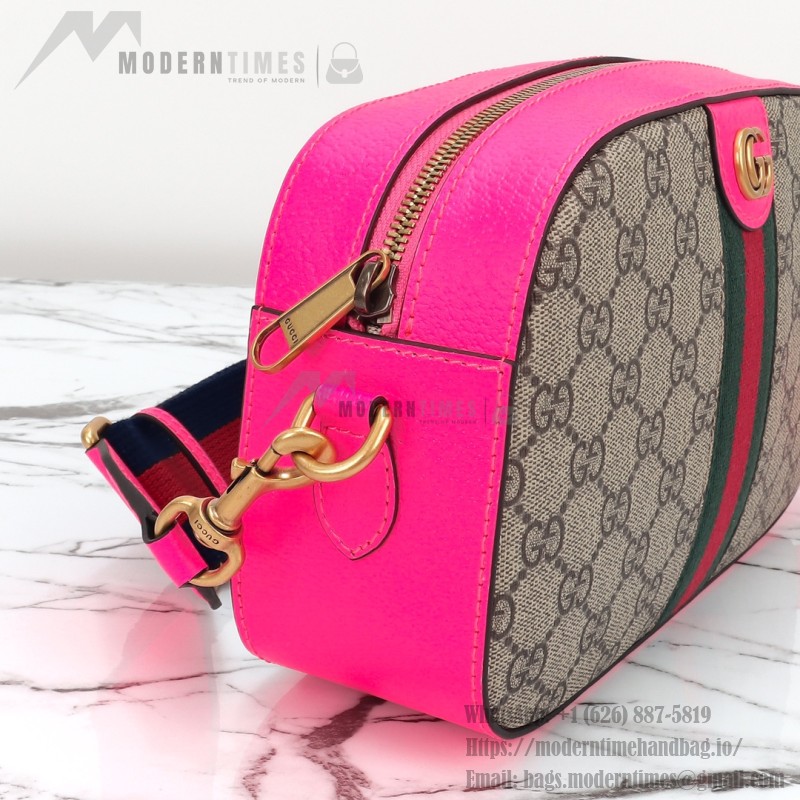 Gucci GG Leather Shoulder Bag 752591 Fluorescent Pink-Purple