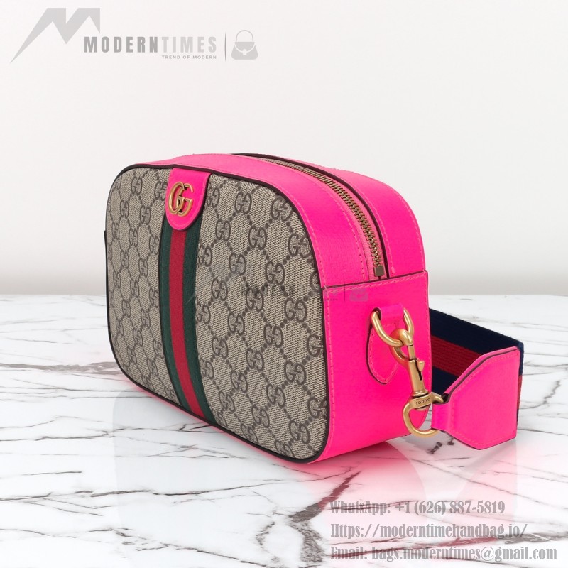 Gucci GG Leather Shoulder Bag 752591 Fluorescent Pink-Purple