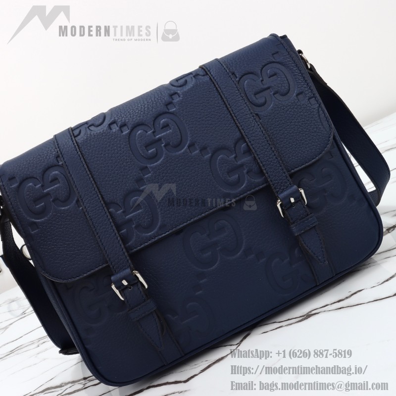 Gucci Blue Embossed GG Leather Shoulder Bag 760234