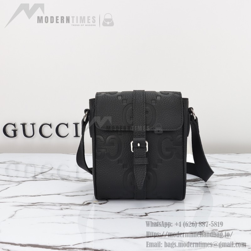 Gucci 760235 Black Embossed GG Leather Bag