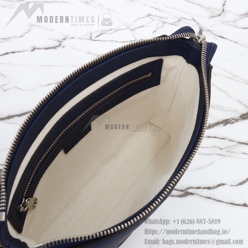 Gucci 761747 Blue GG Embossed Leather Shoulder Bag