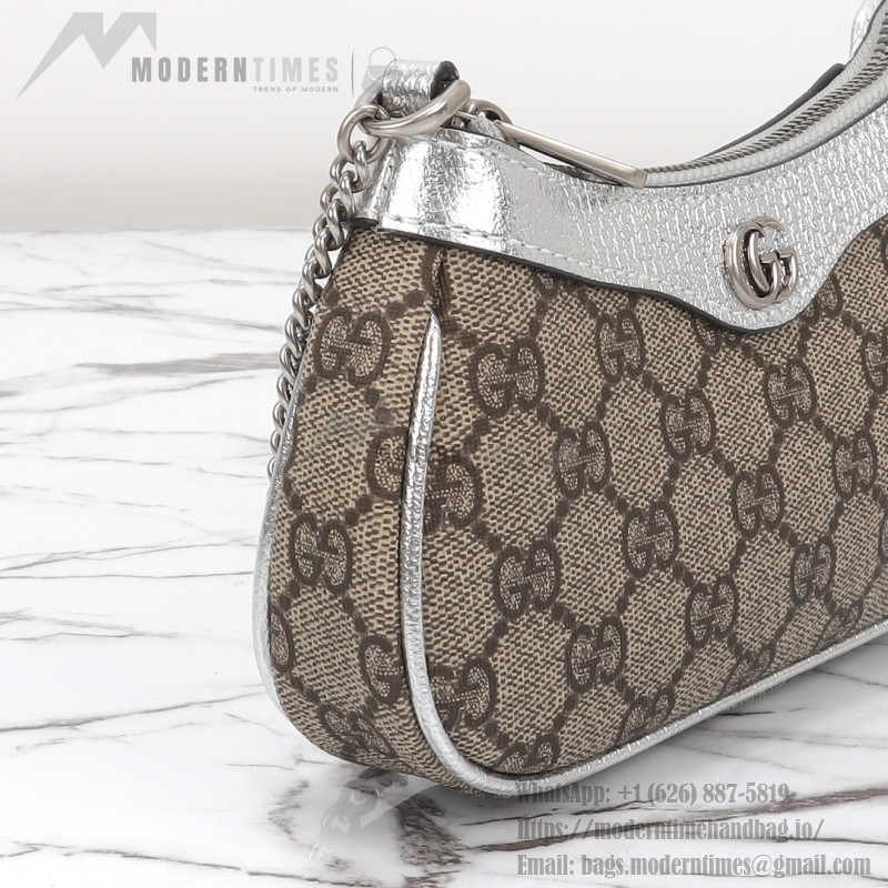 Gucci 764960 Brown Silver Leather Wallet Bag