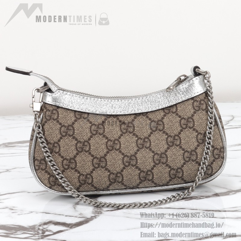 Gucci 764960 Brown Silver Leather Wallet Bag