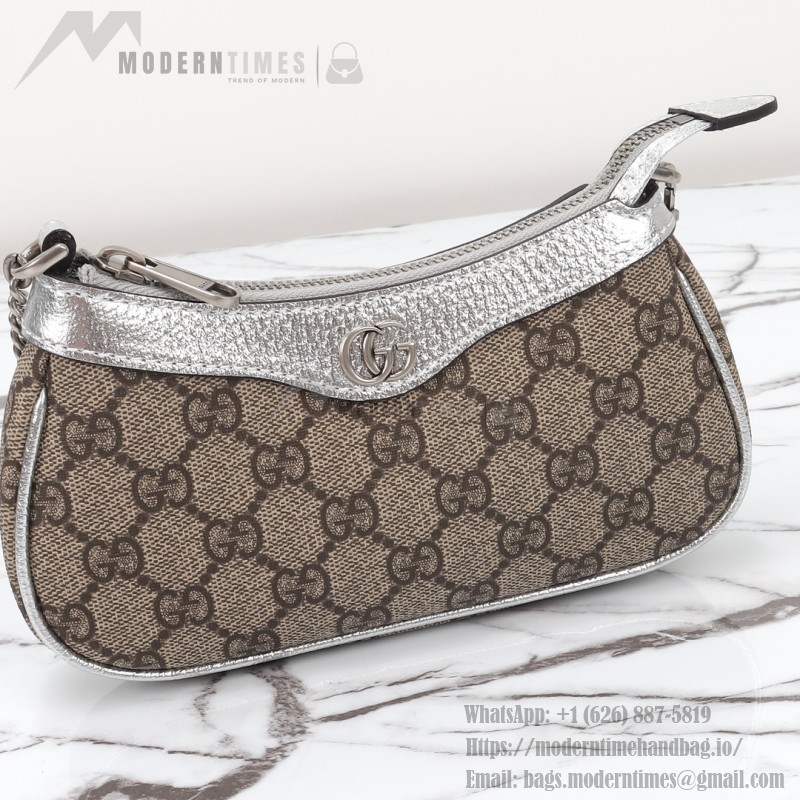Gucci 764960 Brown Silver Leather Wallet Bag