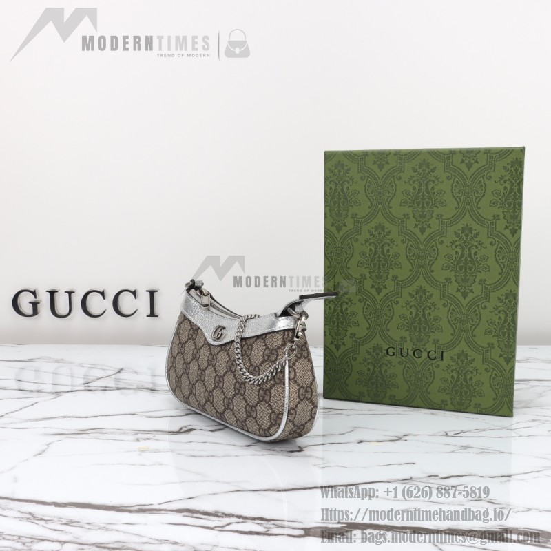 Gucci 764960 Brown Silver Leather Wallet Bag