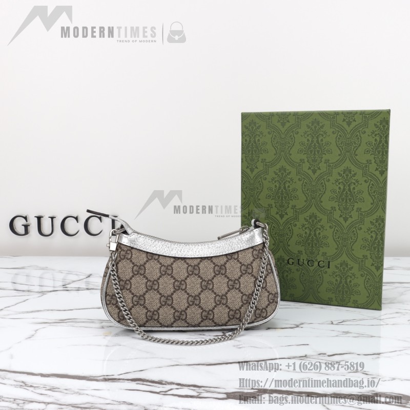 Gucci 764960 Brown Silver Leather Wallet Bag