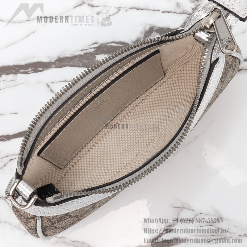 Gucci 764960 Brown Silver Leather Wallet Bag