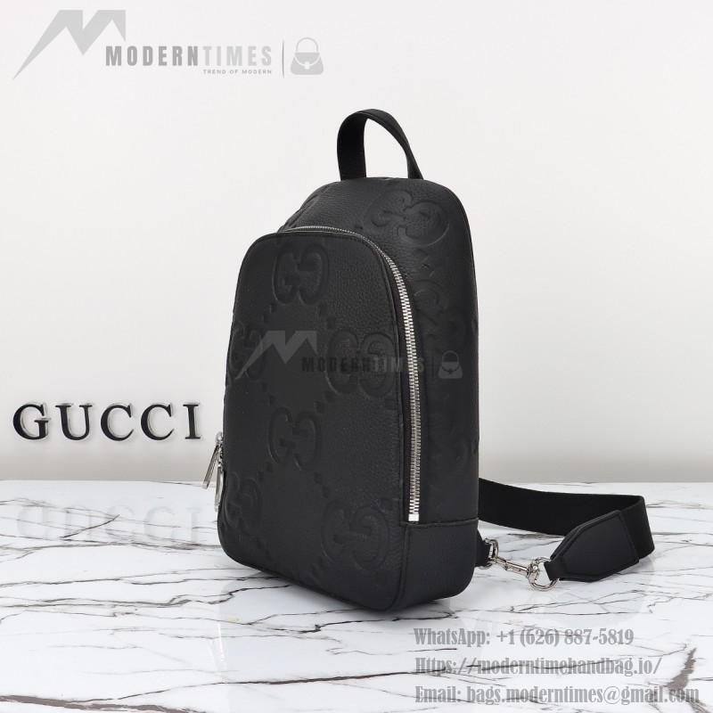 Gucci 766937 Black Embossed G Leather Shoulder Bag
