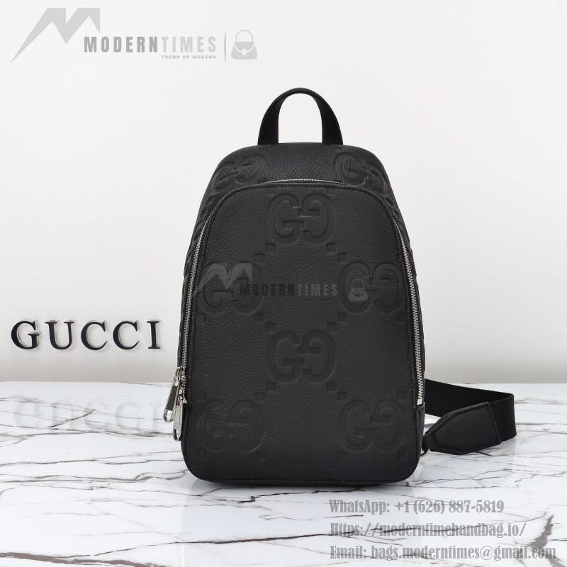Gucci 766937 Black Embossed G Leather Shoulder Bag