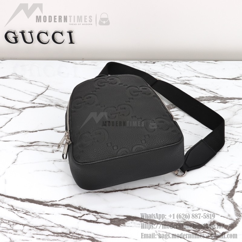 Gucci 766937 Black Embossed G Leather Shoulder Bag