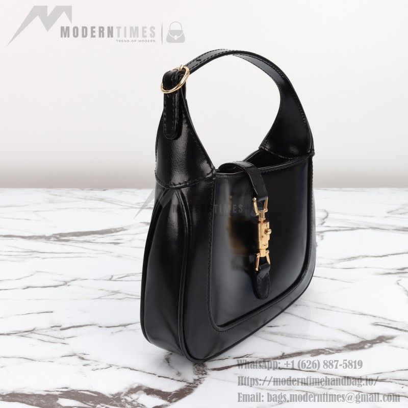 Gucci 637091 Black and White Leather Handbag