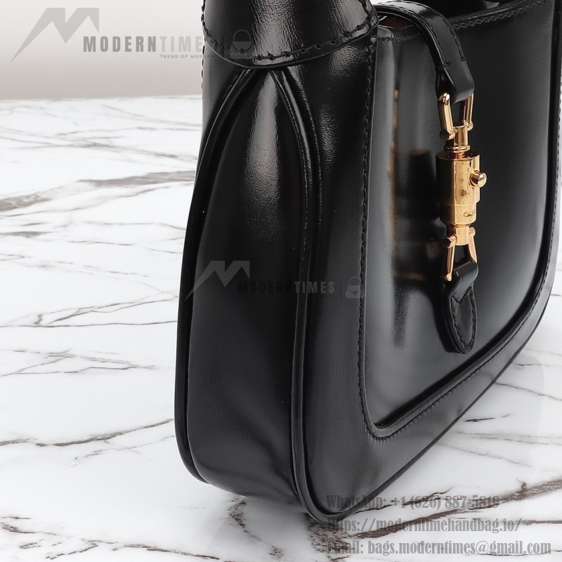 Gucci 637091 Black and White Leather Handbag
