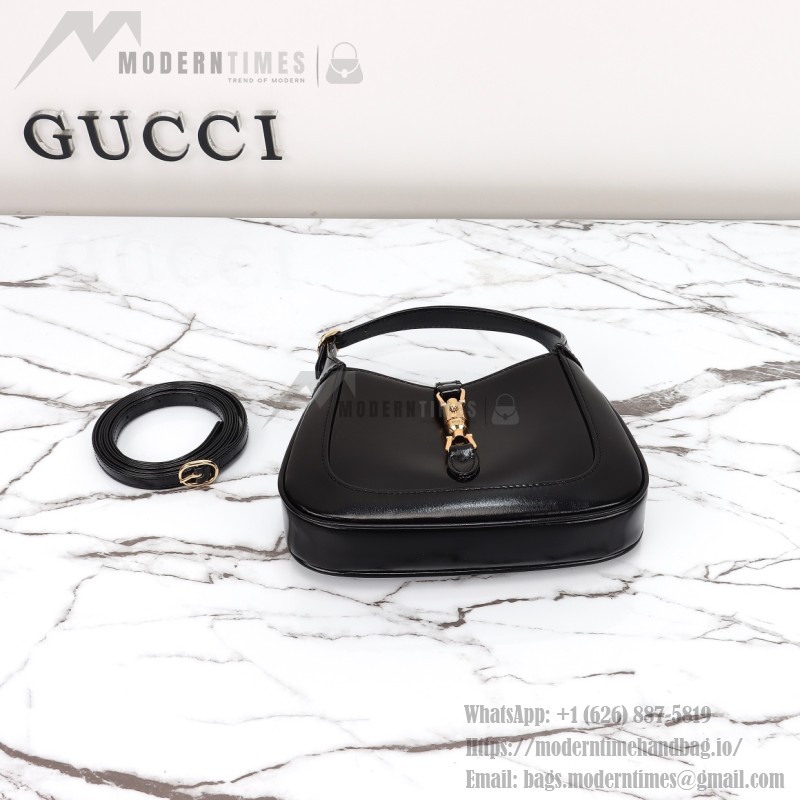 Gucci 637091 Black and White Leather Handbag