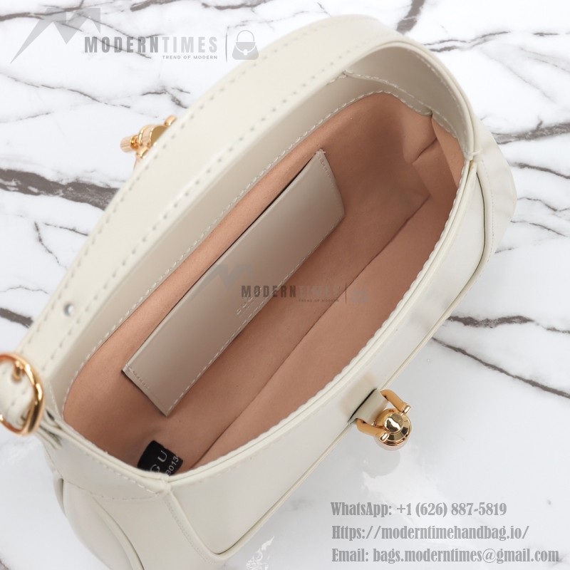 Gucci 637091 Black and White Leather Handbag