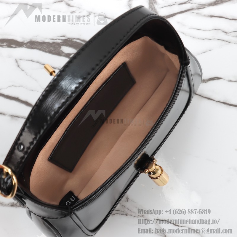 Gucci 637091 Black and White Leather Handbag