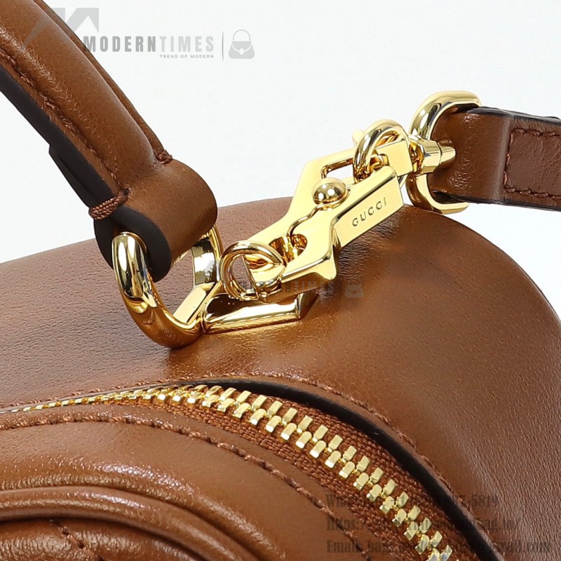 Gucci 742360 Brown and White Leather Handbag