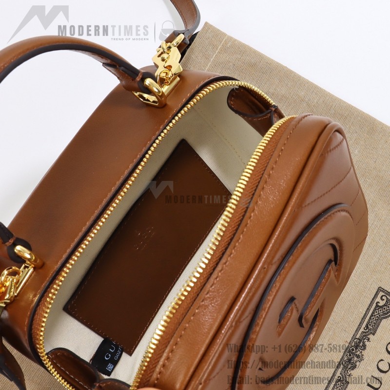 Gucci 742360 Brown and White Leather Handbag