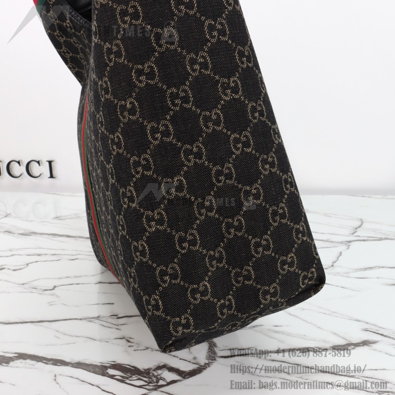 Gucci 865452 Apricot Black Leather Tote Bag