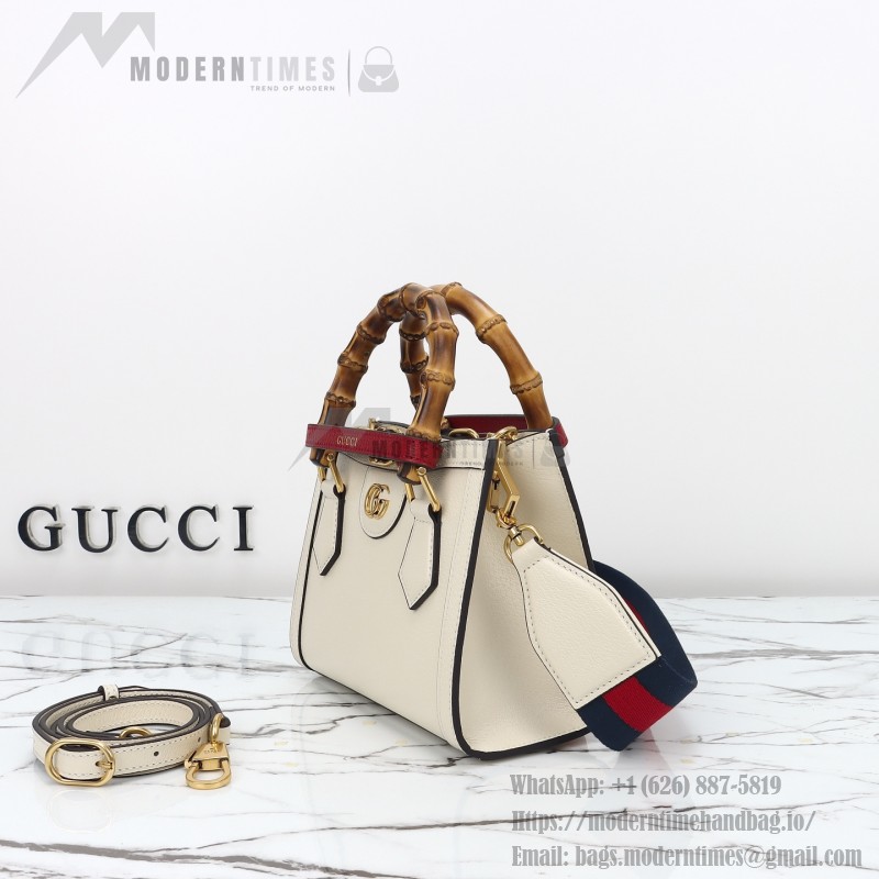 Gucci 702732 Dark Green White Leather Bag with Blue-Red Web Strap 20×16×10 cm