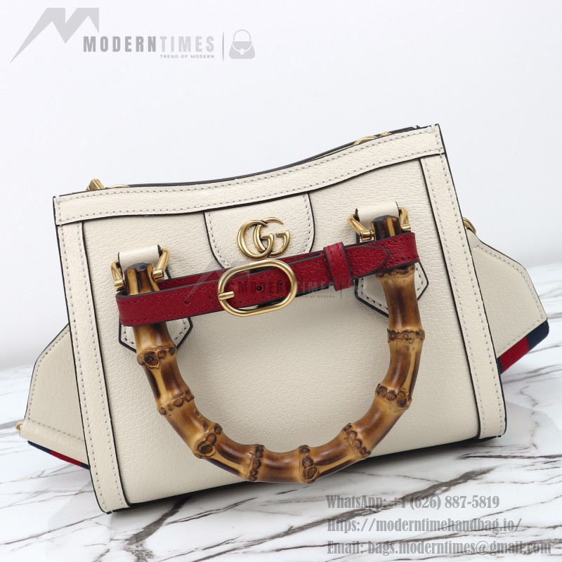 Gucci 702732 Dark Green White Leather Bag with Blue-Red Web Strap 20×16×10 cm