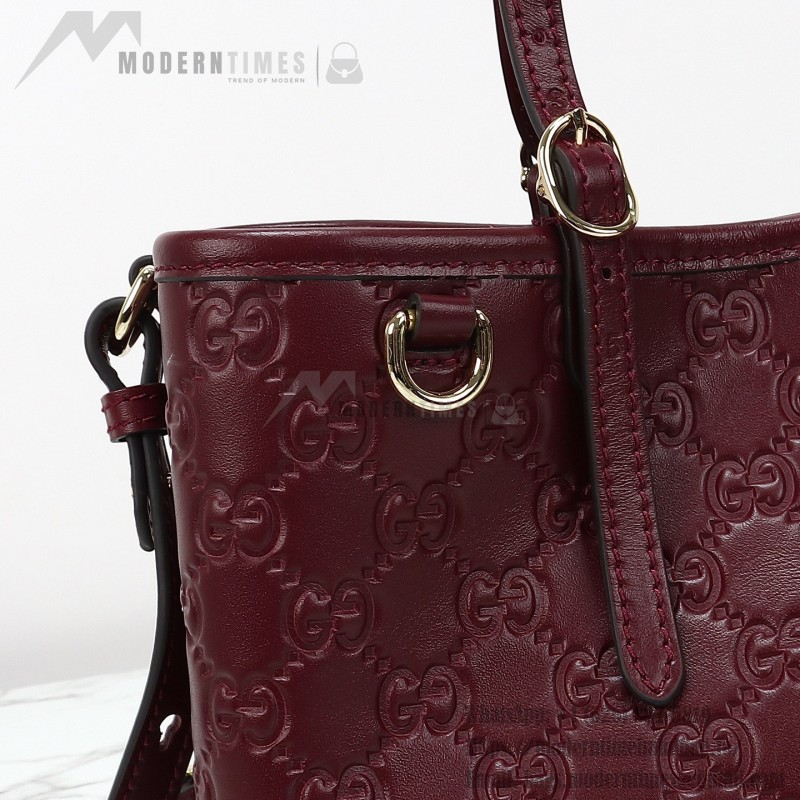 Gucci 815214 Red Embossed Leather Shoulder Bag Original Leather