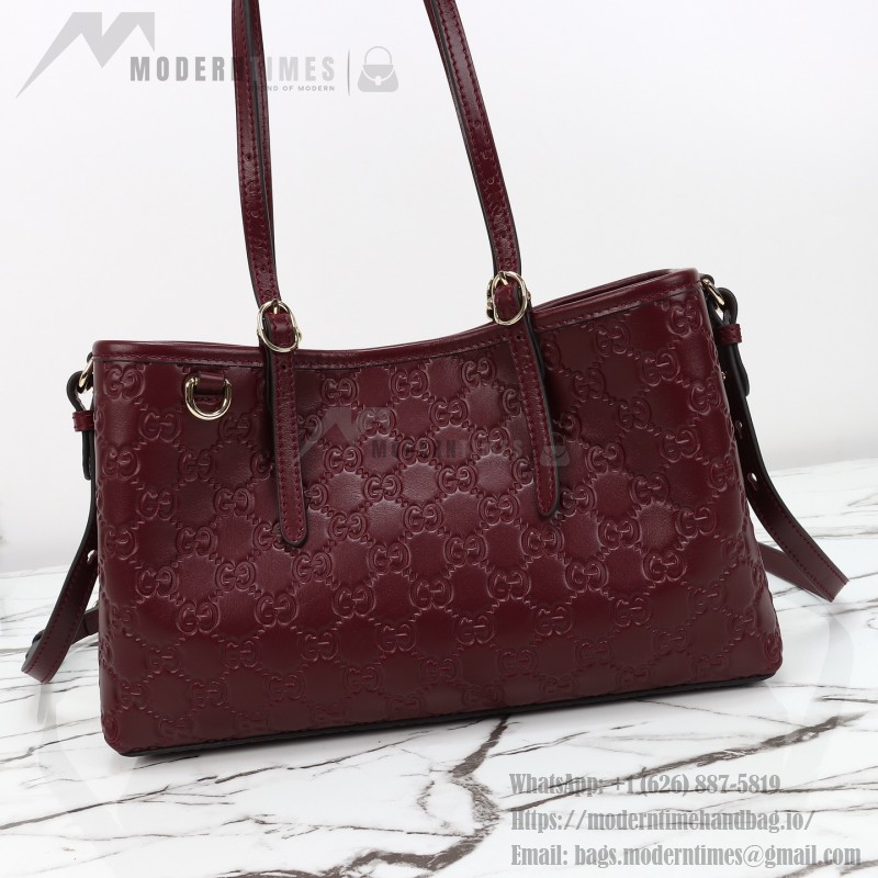 Gucci 815214 Red Embossed Leather Shoulder Bag Original Leather
