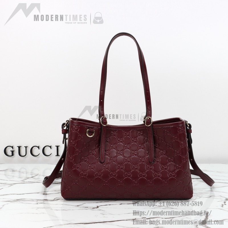 Gucci 815214 Red Embossed Leather Shoulder Bag Original Leather