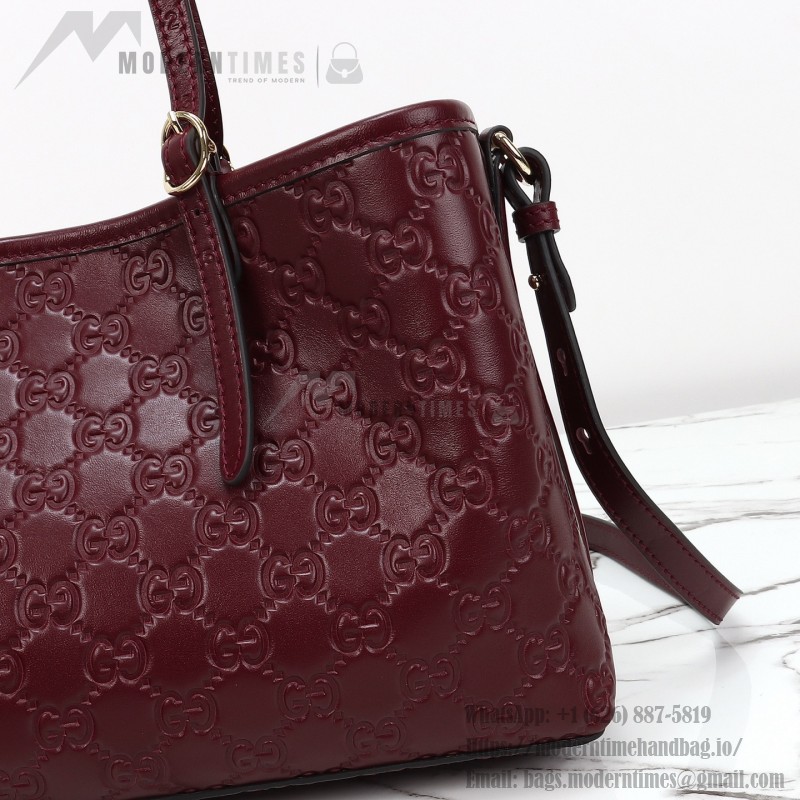 Gucci 815214 Red Embossed Leather Shoulder Bag Original Leather