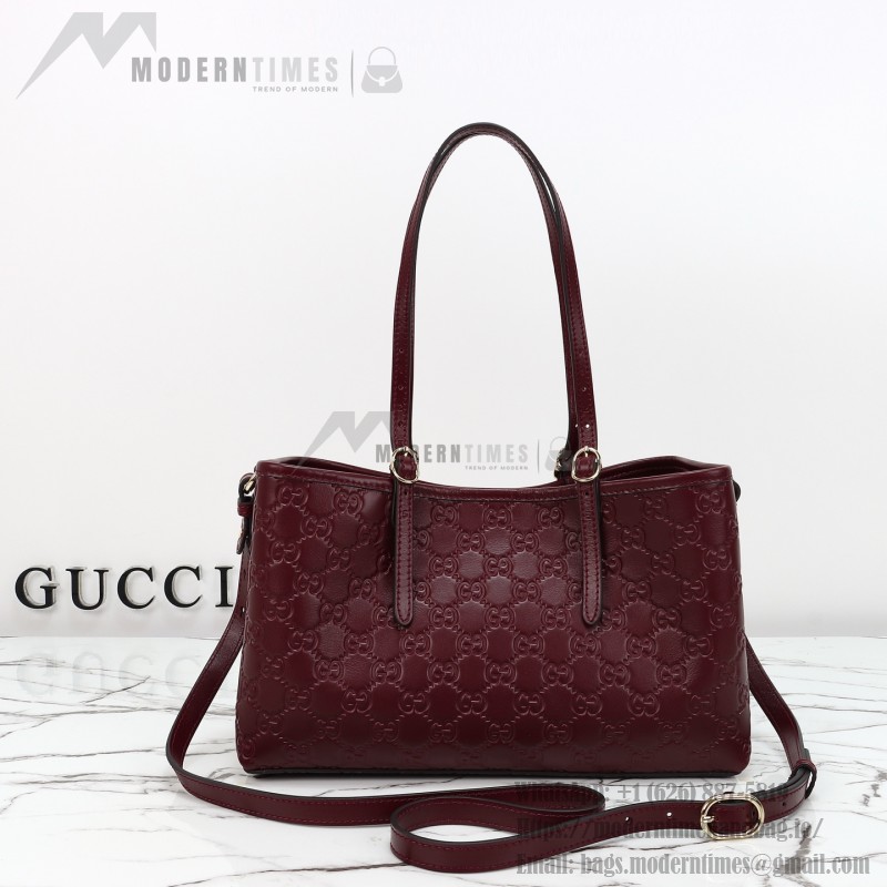 Gucci 815214 Red Embossed Leather Shoulder Bag Original Leather