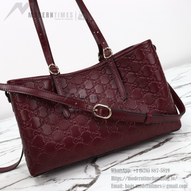 Gucci 815214 Red Embossed Leather Shoulder Bag Original Leather