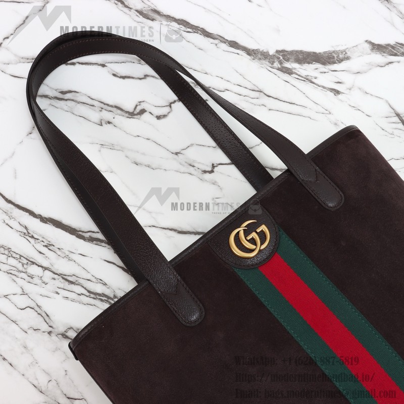 Gucci 834465 Matte Leather Tote Bag Gray Green Burgundy Original Leather