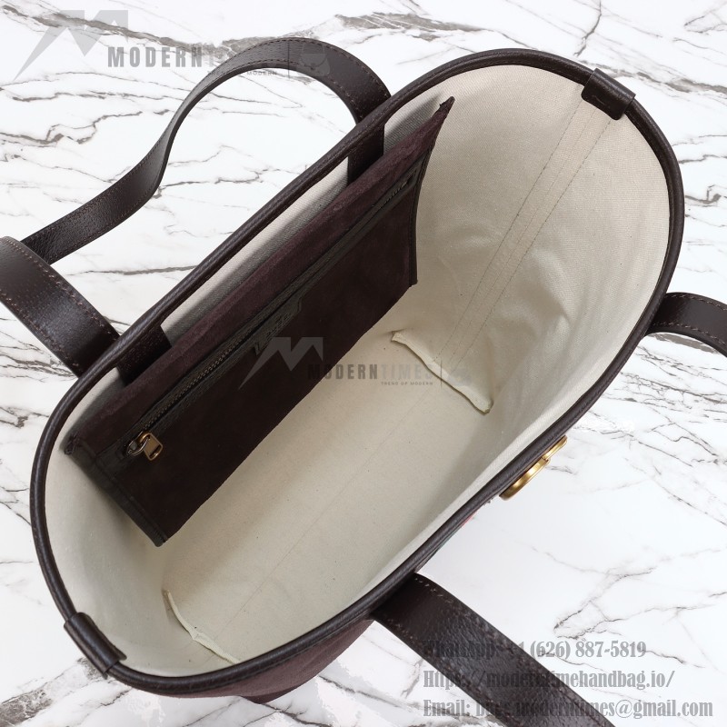 Gucci 834465 Matte Leather Tote Bag Gray Green Burgundy Original Leather